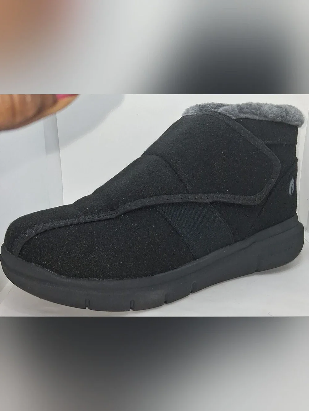 FitVille W. 9.5W/Diabetic Shoes Wide Width Warm Slip-on Winter Boots Thick Fur